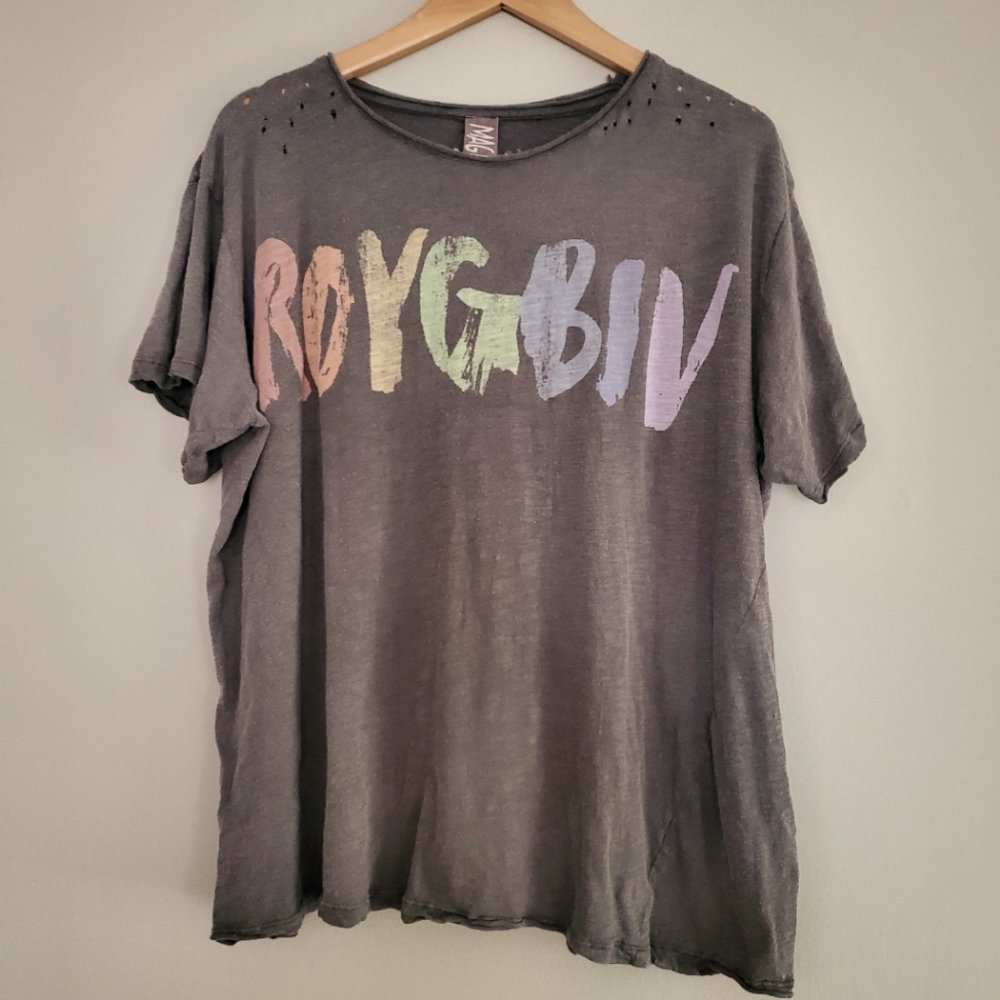 Magnolia Pearl ROY G BIV Boyfriend Cut Rainbow Tee in Ozzy